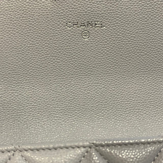 CHANEL Classic Gray Caviar Leather Long Wallet