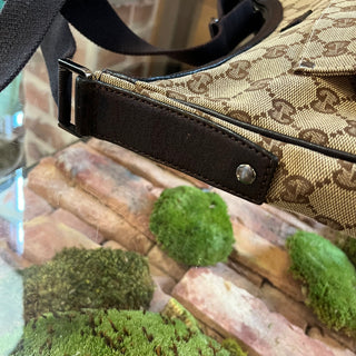 GUCCI Dark Brown Monogram Canvas Messenger Bag