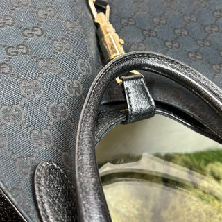 GUCCI Jackie Black GG Canvas Leather Shoulder Bag