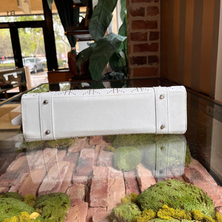 DIOR Lady Dior East West White Calfskin Leather Studded Tote Bag