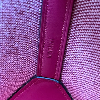 HERMES Ambre PM Framboise Toile H Veau Swift Tote