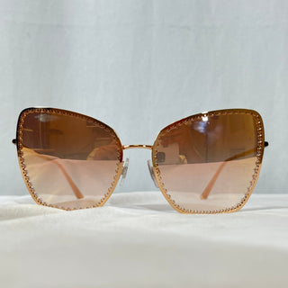 DOLCE&GABBANA DG2212 1298/8F Rose Gold Mirrored Oversized Sunglasses