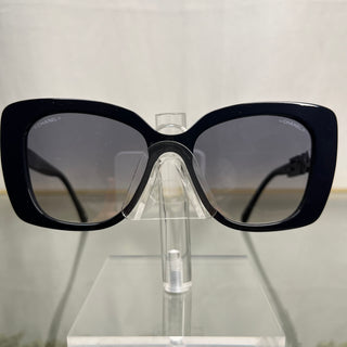 CHANEL 5422-B Dark Navy Blue Acetate Semi Cat Eye Oversized Sunglasses