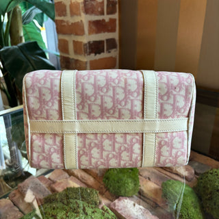 DIOR Rose Clair Coated Canvas Logo Medium Boston Bag