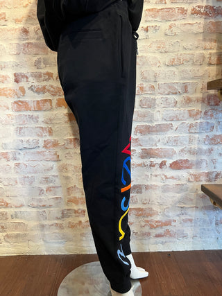 VERSACE Black Multicolor Embroidered Logo Cotton Jogger Sweat Pants SZXL