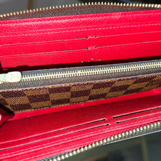 LOUIS VUITTON Clémence Damier Ebene Red Canvas Wallet