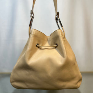 GUCCI  Leather Drawstring Tan Shoulder Bag