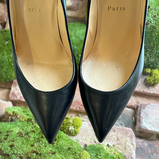 CHRISTIAN LOUBOUTIN La Pigalle Black Shiny Nappa Calf Leather Heels SZ38.5(8.5US)