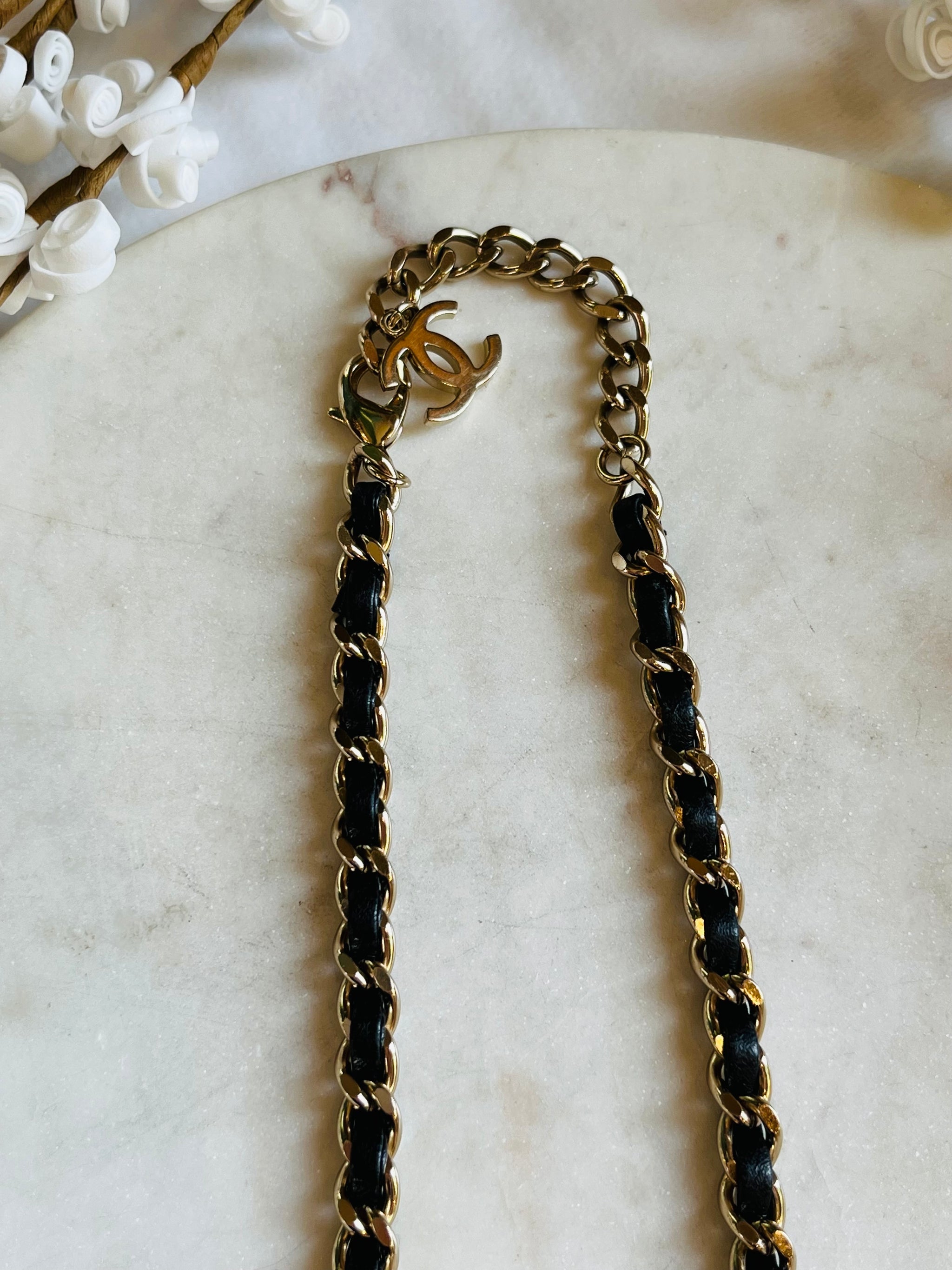 Vintage CHANEL gold chain belt with triple layer chains and two
