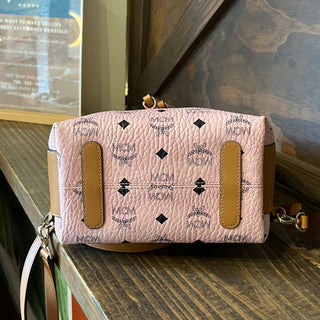 MCM Small Essential Soft Pink Visetos Backpack Bag