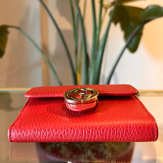 GUCCI Interlocking G Logo Red Dollar Compact Bi-Fold Wallet
