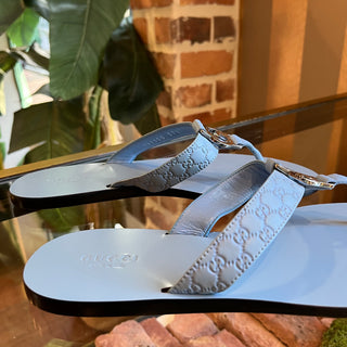 GUCCI Microguccissima Interlocking GG Ocean Wave Thong Sandals SZ37 1/2