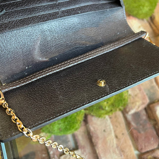 GUCCI GG Monogram Canvas Bee Web Stripe Continental Wallet