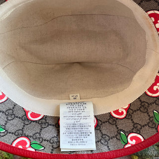 GUCCI GG Supreme Monogram Apple Textured Dollar Calfskin Retro Interlocking G Fedora SZ57(M)