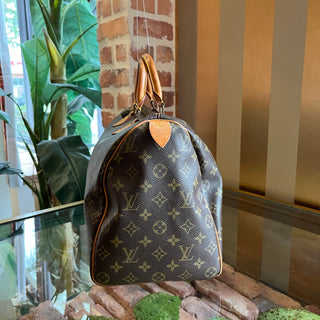 LOUIS VUITTON Speedy 40 Brown Monogram Canvas Vintage Satchel Bag