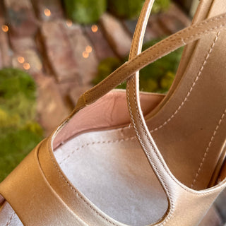 DIOR Cannage Champagne Satin Crystal Platforms SZ38(8US)