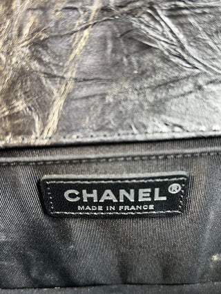 Chanel Black Calfskin Leather Chain Around Boy Bag