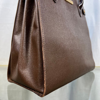 BURBERRY Vintage Haymarket Check Shadow Horse Brown Tote