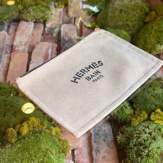 HERMES Yachting Toile PM Logo Flat Pouch