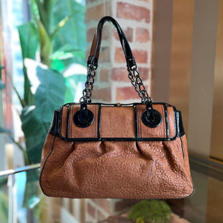 FENDI B Bag Osso Tan Nappa Patent Shoulder Bag