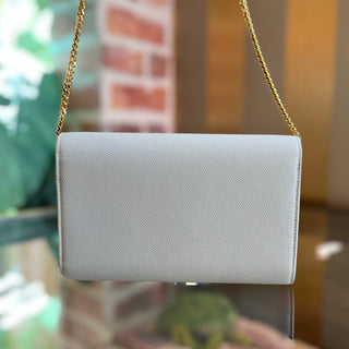 SAINT LAURENT Uptown Cream Grain De Poudre YSL Clutch