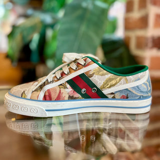 GUCCI 1977 GG Supreme Flora Low Top Sneakers SZ 39