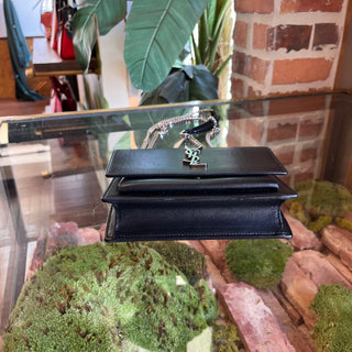 SAINT LAURENT Sunset Black Calfskin Monogram Chain Wallet Crossbody