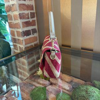 FENDI Chevron Beaded Shoulder Bag