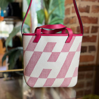 HERMES Ambre PM Framboise Toile H Veau Swift Tote