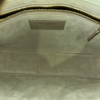 SAINT LAURENT Le 5 A 7 Small White Smooth Calfskin Leather Hobo Bag