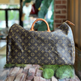 LOUIS VUITTON Speedy 40 Brown Monogram Canvas Vintage Satchel Bag