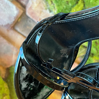 SAINT LAURENT Cassandra Black Patent Leather Sandals SZ36(6US)