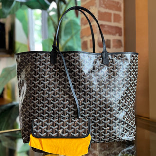 GOYARD St.Louis GM Black Goyardine Canvas Chevroches Tote Bag