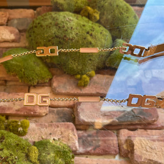DOLCE&GABBANA Pink Leather Vintage Gold Tone Metal Chain Belt