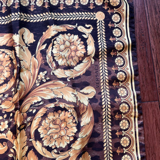 VERSACE Barocco Leopard Print Silk Scarf