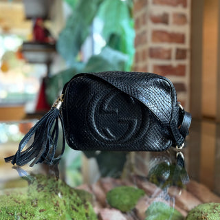 GUCCI Soho Disco Black Python Crossbody Bag