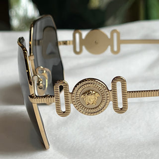 VERSACE MOD2248 Black Gold Medusa Biggie Geometric Sunglasses