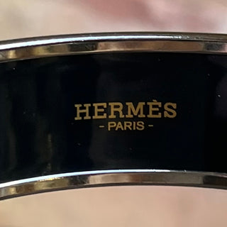 HERMES Silver Rim Coup De Fouet Enamel Bangle