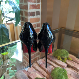 CHRISTIAN LOUBOUTIN New Very Prive 120MM Black Patent Leather Pumps SZ 38