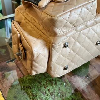 CHANEL Cambon Multipocket Large Beige Calfskin Reporter Bag