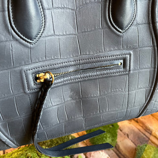 CELINE Medium Phantom Luggage Navy Blue Crocodile-Embossed Nubuck Bag