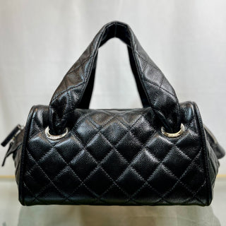 CHANEL CC Timeless Bowler Black Caviar Quilted Satchel Bag