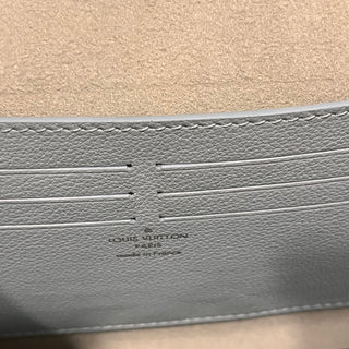 LOUIS VUITTON Lockme Clutch Light Blue Grained Calfskin Leather Shoulder Bag