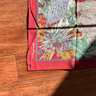 FERRAGAMO Woodland Red Silk Scarf