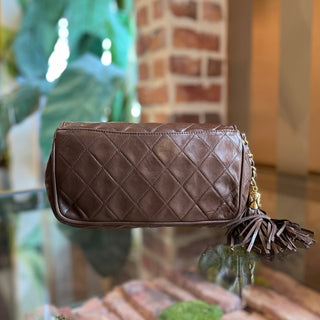 CHANEL Vintage Brown Lambskin Leather Clutch Bag
