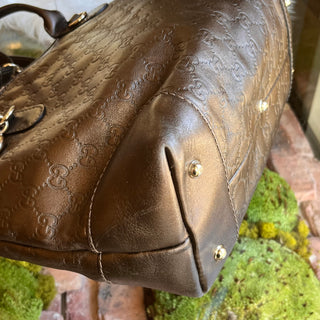 GUCCI Heart-Bit Brown Metallic Guccissima Leather Tote