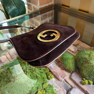 GUCCI Brown Suede Flap Vintage Shoulder Bag