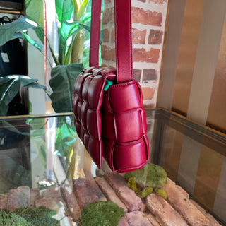 BOTTEGA VENETA Cassette Dark Red Nappa Maxi Intreccio Padded Crossbody