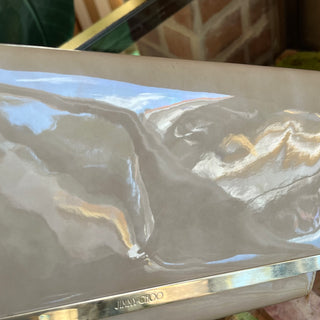 JIMMY CHOO Milla Beige Patent Leather Clutch