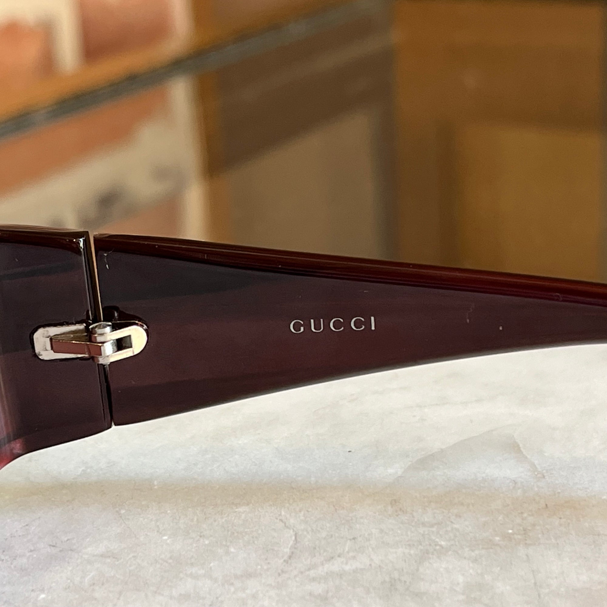 GUCCI Burgundy Frame Crystal GG2526/s Sunglasses